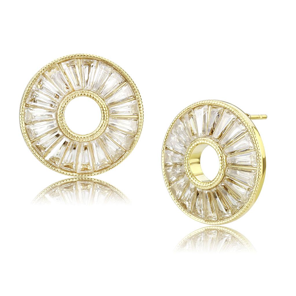 TK3662 - IP Gold(Ion Plating) Stainless Steel Earrings with AAA Grade CZ  in Clear