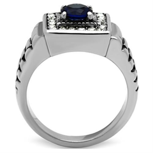 TK370 - High polished (no plating) Stainless Steel Ring with Synthetic Synthetic Glass in Montana