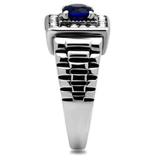 TK370 - High polished (no plating) Stainless Steel Ring with Synthetic Synthetic Glass in Montana