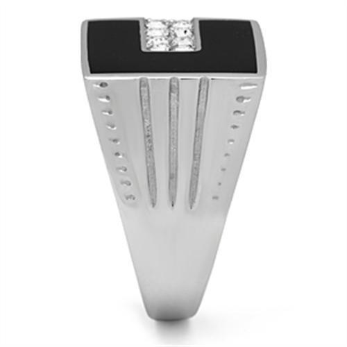 TK388 - High polished (no plating) Stainless Steel Ring with Top Grade Crystal  in Clear