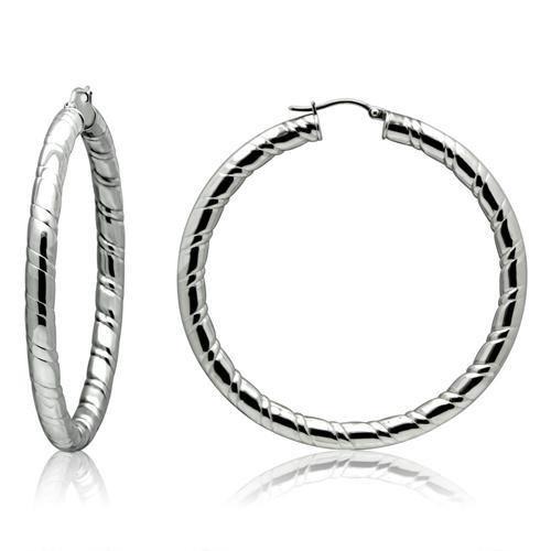 TK419 - High polished (no plating) Stainless Steel Earrings with No Stone