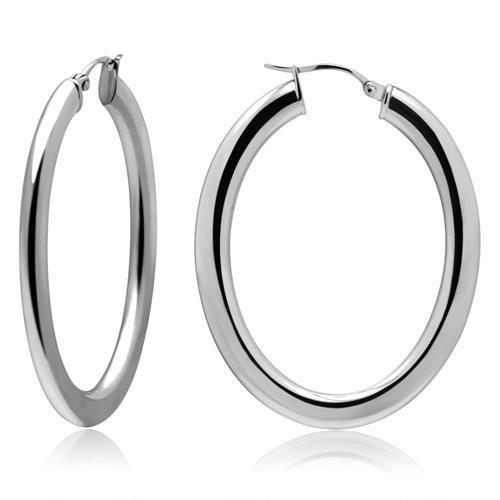 TK426 - High polished (no plating) Stainless Steel Earrings with No Stone