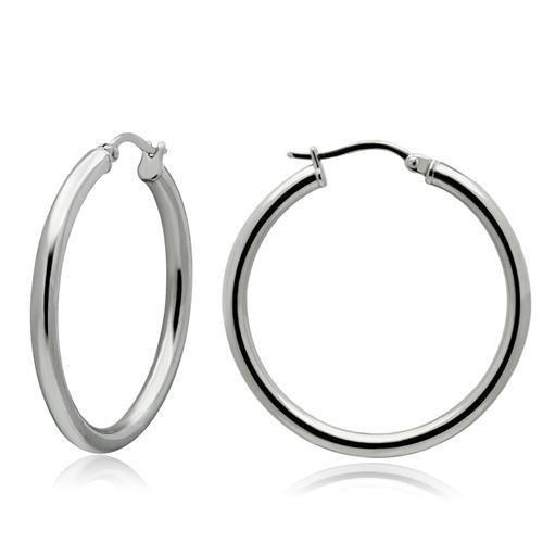 TK427 - High polished (no plating) Stainless Steel Earrings with No Stone