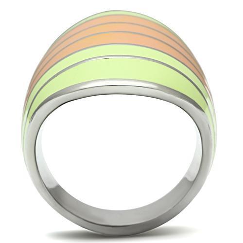 TK504 - High polished (no plating) Stainless Steel Ring with Epoxy  in Multi Color