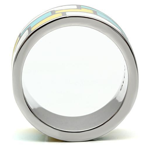 TK514 - High polished (no plating) Stainless Steel Ring with Epoxy  in Multi Color