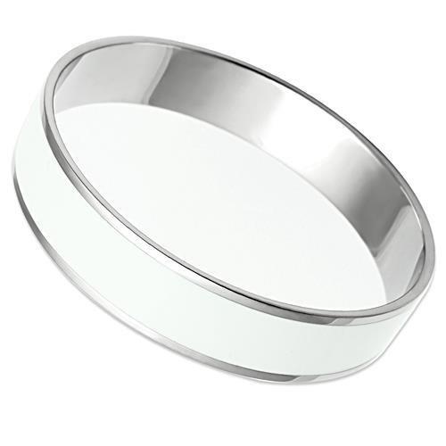 TK532 - High polished (no plating) Stainless Steel Bangle with Epoxy  in White