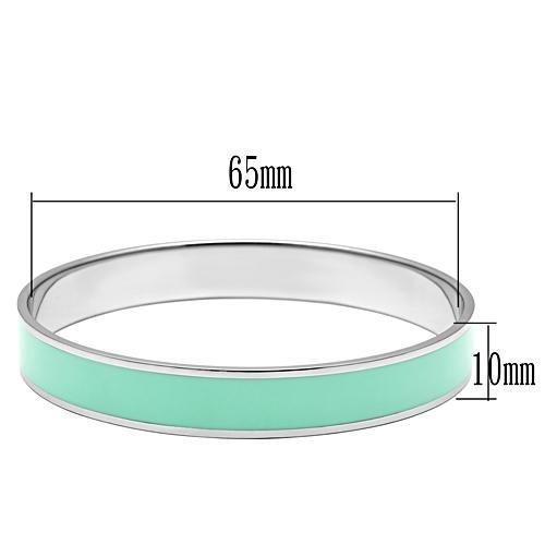 TK537 - High polished (no plating) Stainless Steel Bangle with Epoxy  in Aquamarine