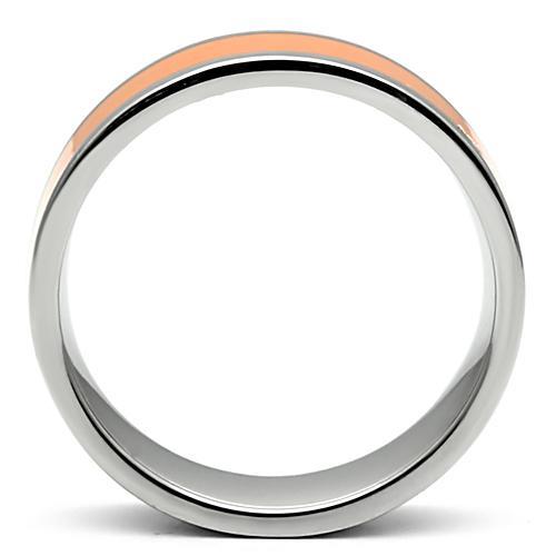 TK544 - High polished (no plating) Stainless Steel Ring with Epoxy  in Orange