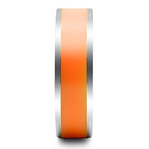 TK544 - High polished (no plating) Stainless Steel Ring with Epoxy  in Orange