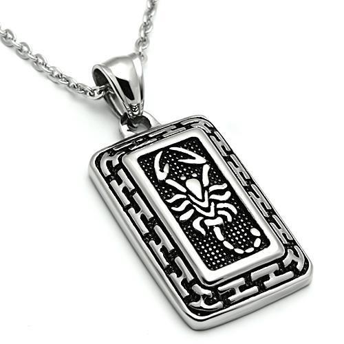 TK546 - High polished (no plating) Stainless Steel Chain Pendant with No Stone