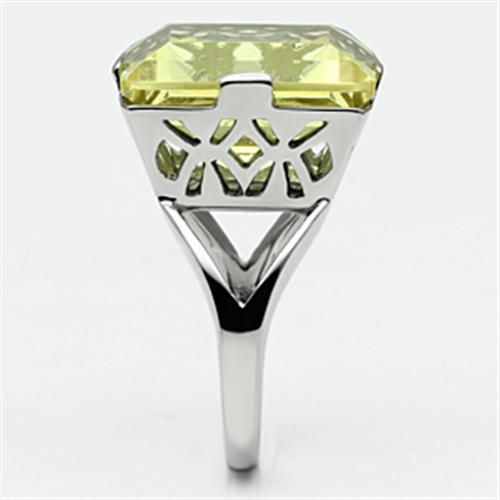 TK649 - High polished (no plating) Stainless Steel Ring with Top Grade Crystal  in Citrine Yellow