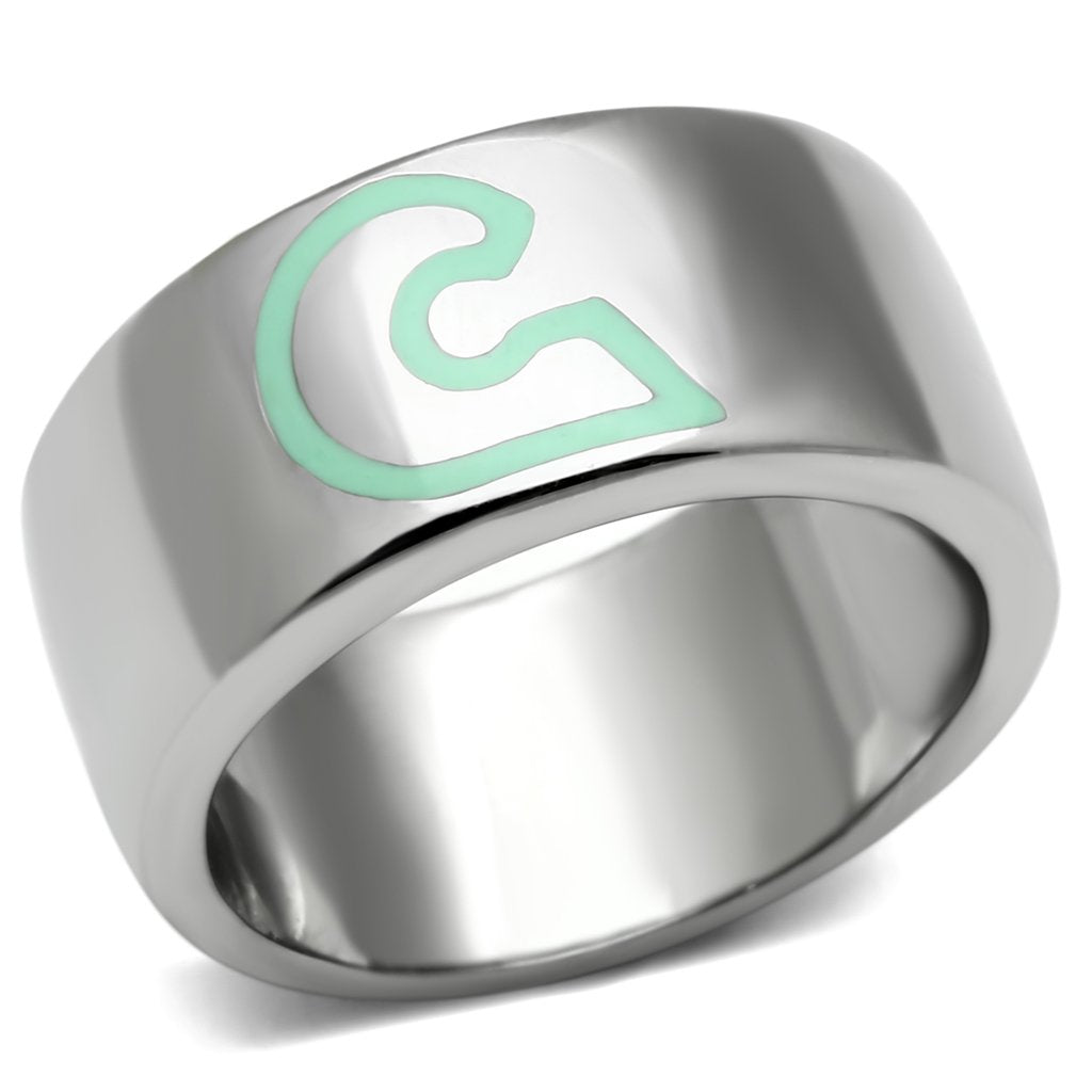 TK689 - High polished (no plating) Stainless Steel Ring with Epoxy  in Multi Color