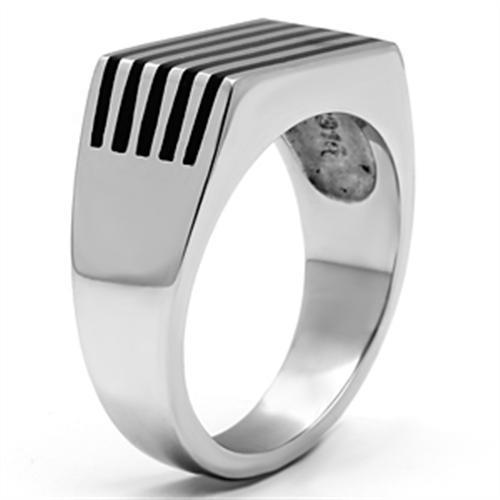 TK705 - High polished (no plating) Stainless Steel Ring with Epoxy  in Jet