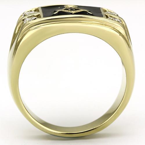 TK719 - IP Gold(Ion Plating) Stainless Steel Ring with AAA Grade CZ  in Clear