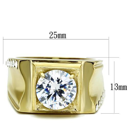 TK721 - IP Gold(Ion Plating) Stainless Steel Ring with AAA Grade CZ  in Clear