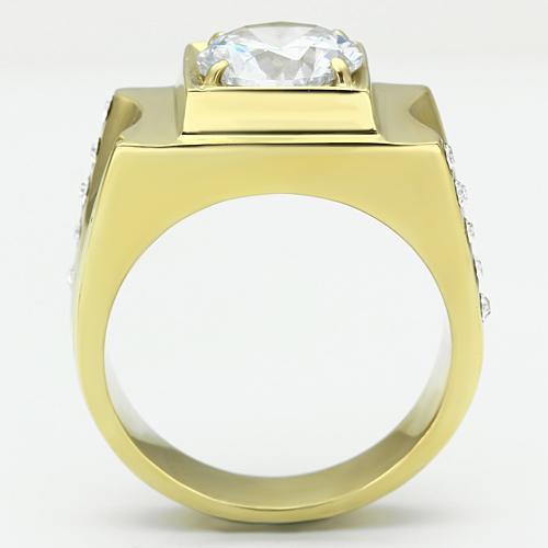 TK721 - IP Gold(Ion Plating) Stainless Steel Ring with AAA Grade CZ  in Clear