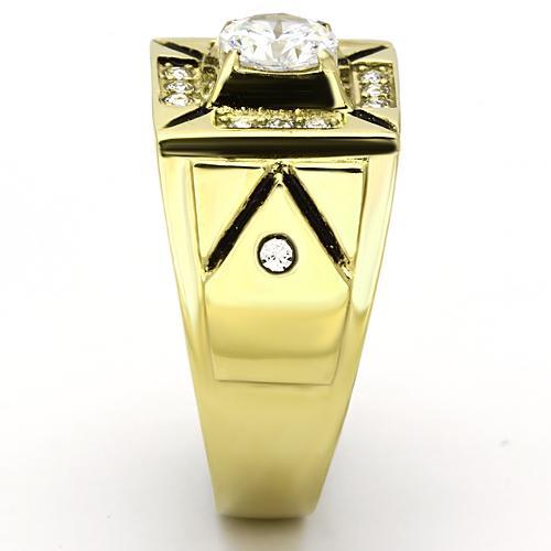 TK723 - IP Gold(Ion Plating) Stainless Steel Ring with AAA Grade CZ  in Clear