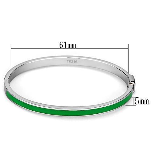 TK745 - High polished (no plating) Stainless Steel Bangle with Epoxy  in Emerald