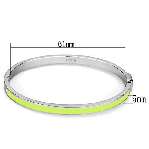 TK746 - High polished (no plating) Stainless Steel Bangle with Epoxy  in Apple Green color