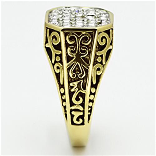 TK757 - Two-Tone IP Gold (Ion Plating) Stainless Steel Ring with Top Grade Crystal  in Clear