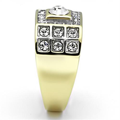 TK762 - Two-Tone IP Gold (Ion Plating) Stainless Steel Ring with Top Grade Crystal  in Clear