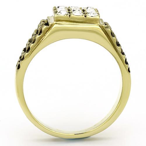 TK765 - IP Gold(Ion Plating) Stainless Steel Ring with Top Grade Crystal  in Clear