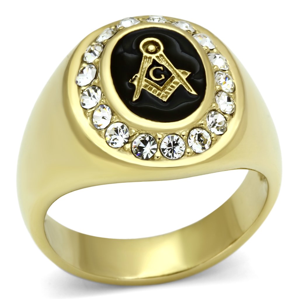 TK766 - IP Gold(Ion Plating) Stainless Steel Ring with Top Grade Crystal  in Clear