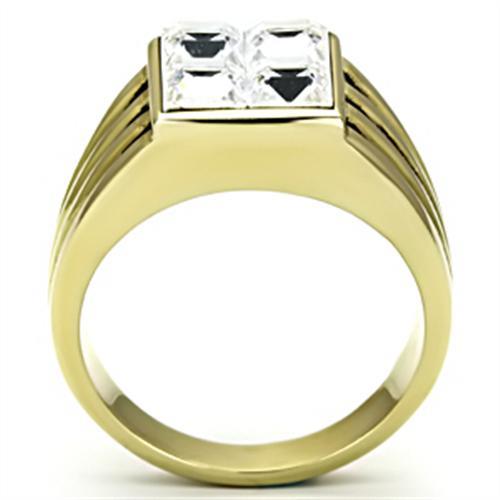 TK769 - IP Gold(Ion Plating) Stainless Steel Ring with Top Grade Crystal  in Clear