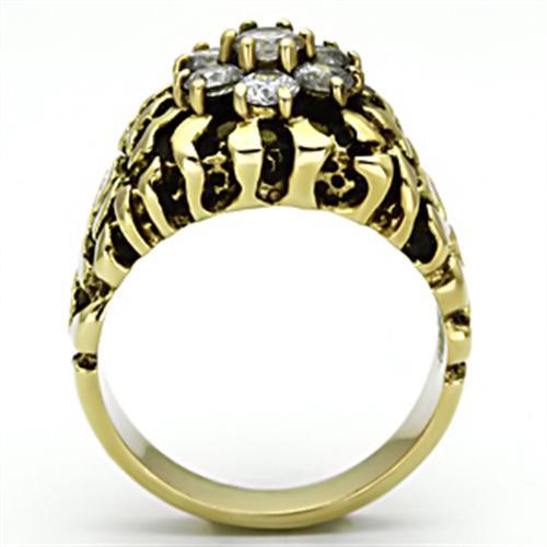 TK771 - IP Gold(Ion Plating) Stainless Steel Ring with AAA Grade CZ  in Clear