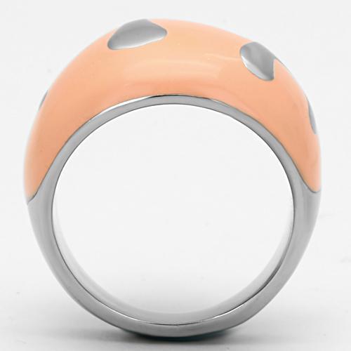 TK802 - High polished (no plating) Stainless Steel Ring with Epoxy  in Orange