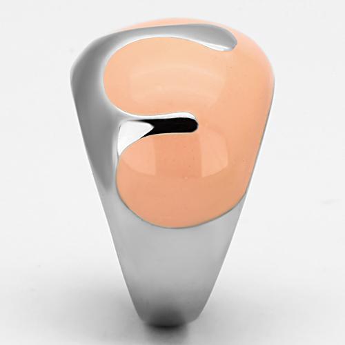 TK802 - High polished (no plating) Stainless Steel Ring with Epoxy  in Orange