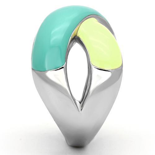 TK813 - High polished (no plating) Stainless Steel Ring with Epoxy  in Multi Color