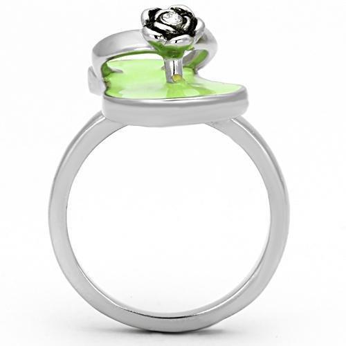 TK814 - High polished (no plating) Stainless Steel Ring with Top Grade Crystal  in Clear