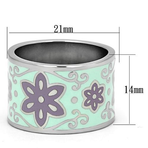 TK824 - High polished (no plating) Stainless Steel Ring with Epoxy  in Multi Color