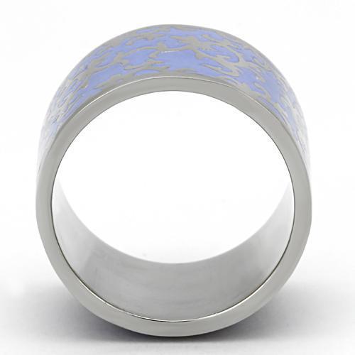 TK825 - High polished (no plating) Stainless Steel Ring with Epoxy  in Amethyst