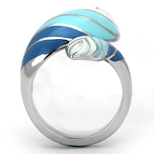 TK838 - High polished (no plating) Stainless Steel Ring with Epoxy  in Multi Color