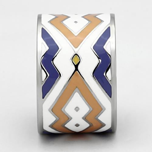 TK841 - High polished (no plating) Stainless Steel Ring with Epoxy  in Multi Color