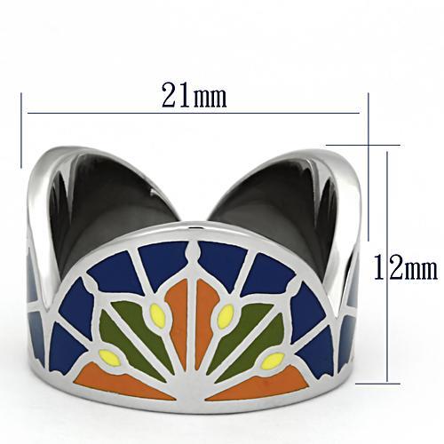 TK842 - High polished (no plating) Stainless Steel Ring with Epoxy  in Multi Color