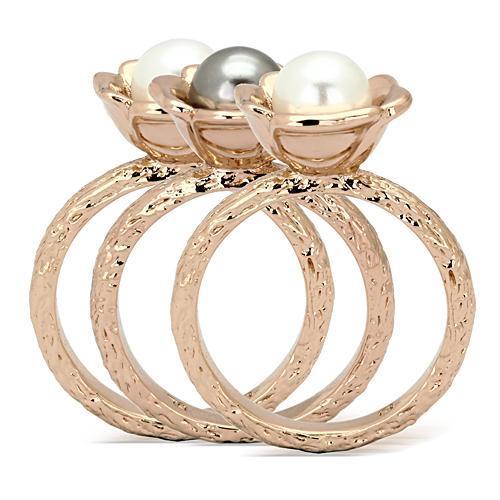 TK852 - IP Rose Gold(Ion Plating) Stainless Steel Ring with Synthetic Glass Bead in Multi Color