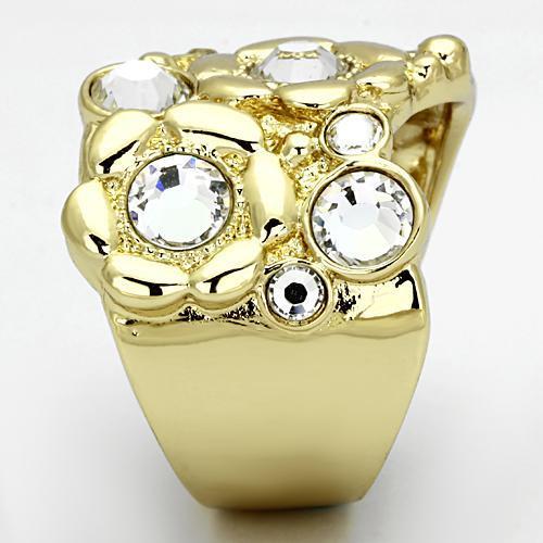 TK856 - IP Gold(Ion Plating) Stainless Steel Ring with Top Grade Crystal  in Clear