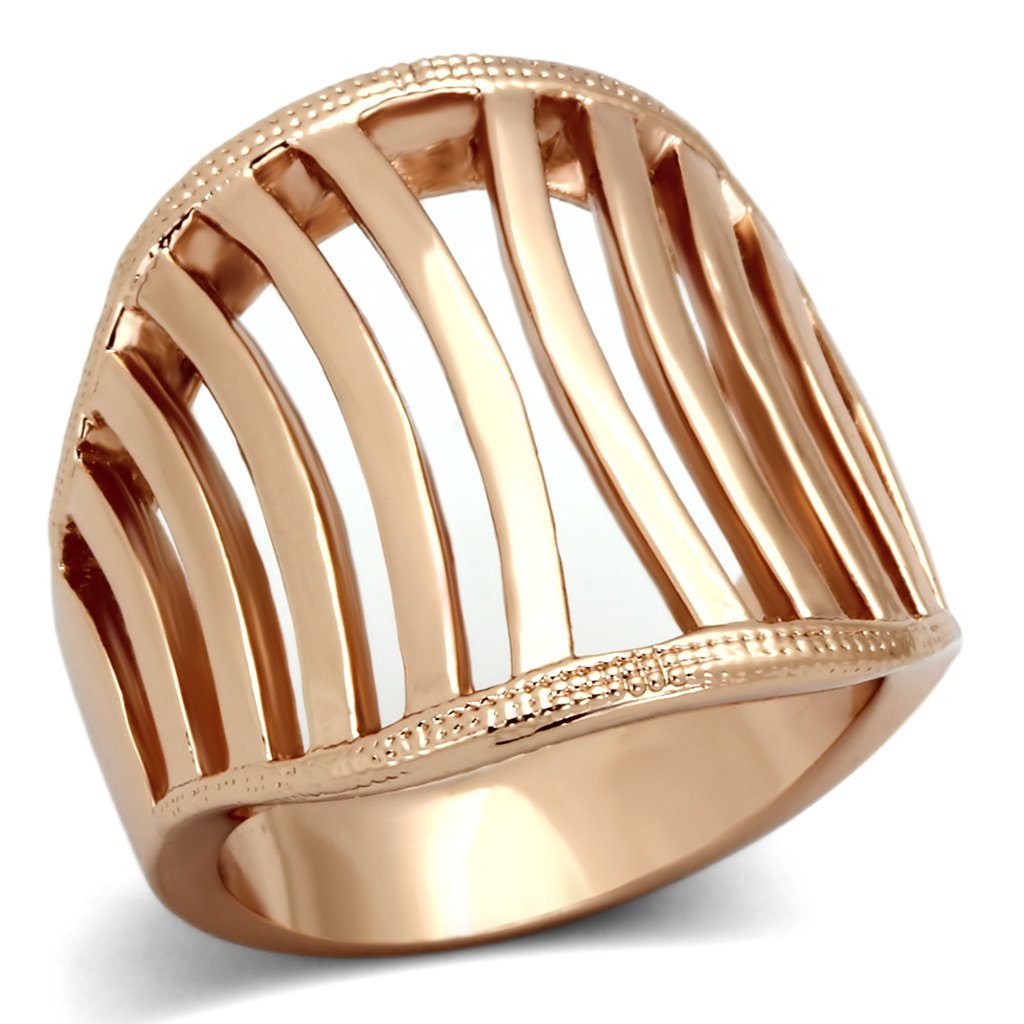 TK859 - IP Rose Gold(Ion Plating) Stainless Steel Ring with No Stone