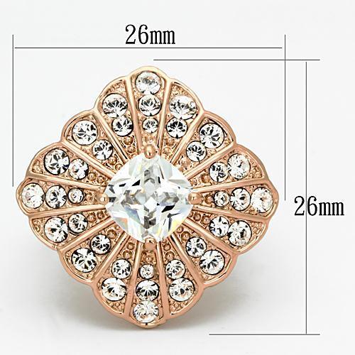 TK866 - IP Rose Gold(Ion Plating) Stainless Steel Ring with AAA Grade CZ  in Clear