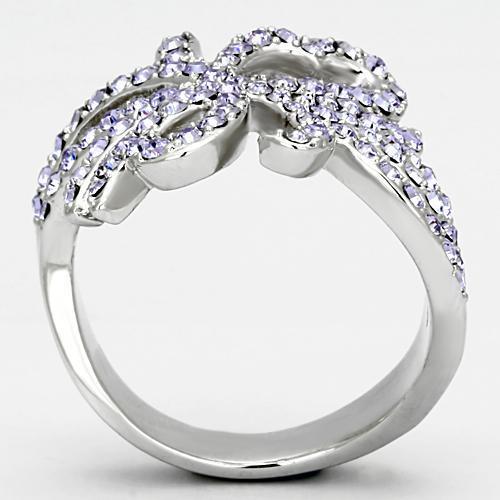 TK869 - High polished (no plating) Stainless Steel Ring with Top Grade Crystal  in Light Sapphire