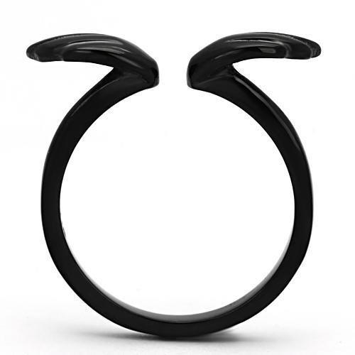 TK987 - IP Black(Ion Plating) Stainless Steel Ring with No Stone