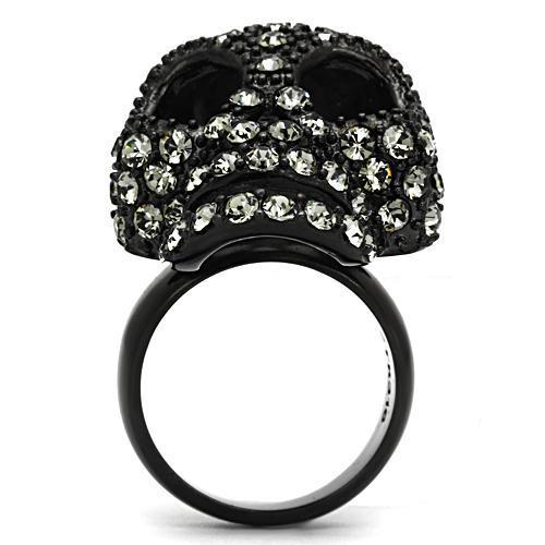 TK992 - IP Black(Ion Plating) Stainless Steel Ring with Top Grade Crystal  in Black Diamond