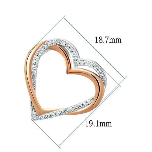 TS037 - Rose Gold + Rhodium 925 Sterling Silver Necklace with AAA Grade CZ  in Clear