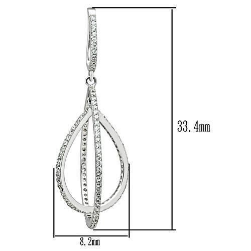 TS055 - Rhodium 925 Sterling Silver Earrings with AAA Grade CZ  in Clear