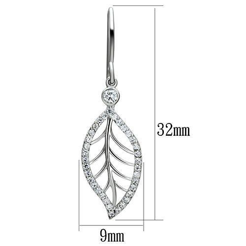 TS068 - Rhodium 925 Sterling Silver Earrings with AAA Grade CZ  in Clear