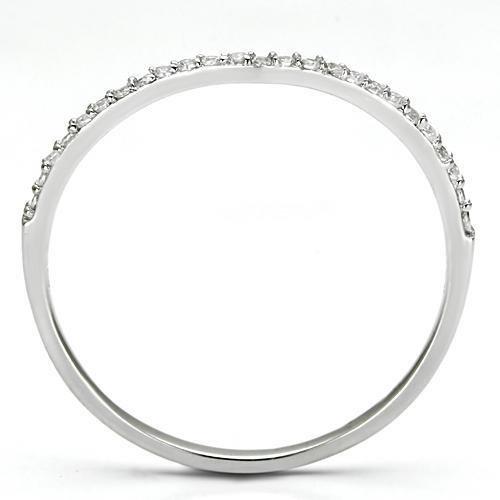 TS076 - Rhodium 925 Sterling Silver Ring with AAA Grade CZ  in Clear