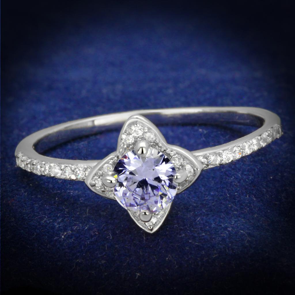 TS432 - Rhodium 925 Sterling Silver Ring with AAA Grade CZ  in Light Amethyst